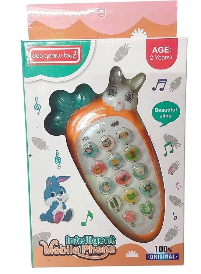 Carrot Style Cute Rabbit Face Pretend Play Cell Phone Toy for Kids, Toddlers with Music, Ringtones & Lights | Birthday Party Favors and Gifts for Girls - Image 1