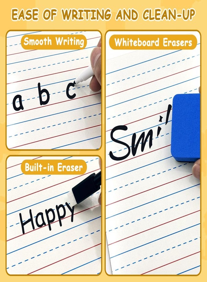 Justification leftBC 12-Piece Dry Erase Board Set, Double-Sided Small Whiteboards with Lines for Writing, Students and Teachers in Classroom, 6"x9" Mini Whiteboards, Includes 12 Markers and 12 Erasers - Image 5