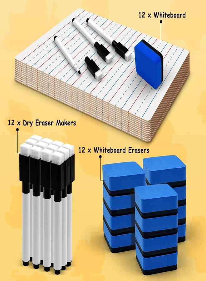 Justification leftBC 12-Piece Dry Erase Board Set, Double-Sided Small Whiteboards with Lines for Writing, Students and Teachers in Classroom, 6"x9" Mini Whiteboards, Includes 12 Markers and 12 Erasers - Image 4
