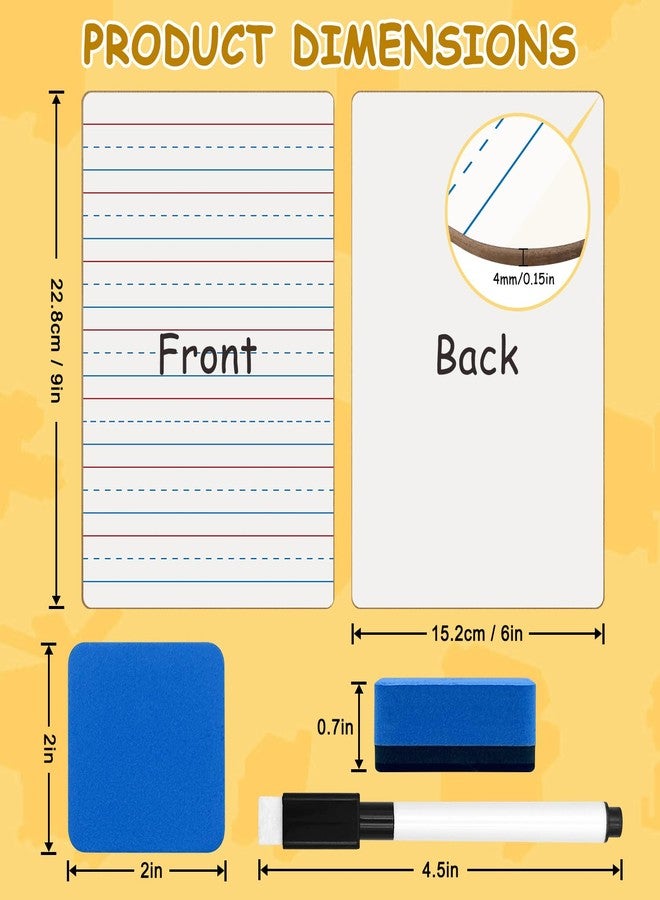 Justification leftBC 12-Piece Dry Erase Board Set, Double-Sided Small Whiteboards with Lines for Writing, Students and Teachers in Classroom, 6"x9" Mini Whiteboards, Includes 12 Markers and 12 Erasers - Image 2