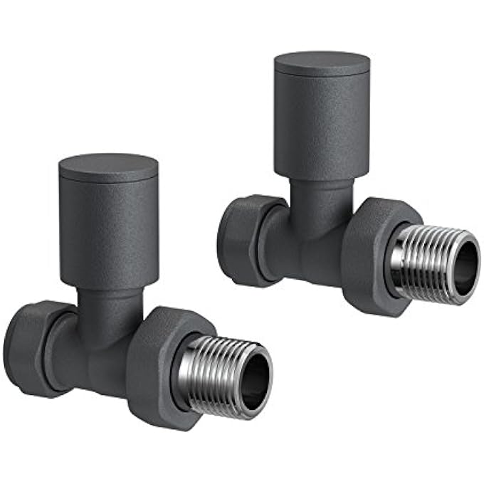 ANTHRACITE STANDARD CONNECTION STRAIGHT RADIATOR VALVES 15MM | RADIATOR ACCESSORIES - Image 1