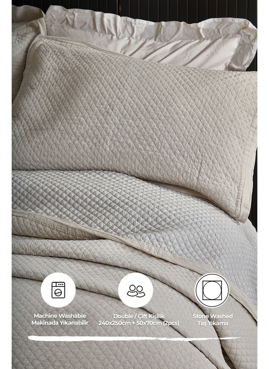 Evlen Home Collection - Cotton Double Special Stone Washed Bedspread Luxury Soft Durable Modern Vitali - Image 1