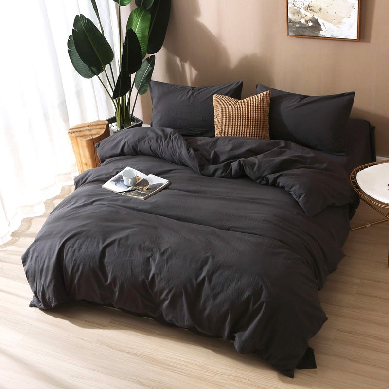 F.Y.Dreams 100 ٪ غطاء لحاف القطن المغسول للبطانية المرجحة 48 × 72 بوصة مع 8 روابط سحاب على الجانب الطويل/الرمادي الأسود/مجرد غطاء لحاف - Image 2