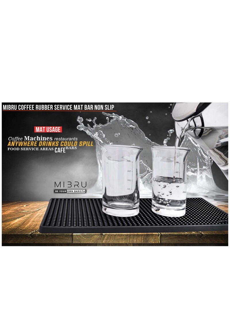 MIBRU - Dish Drying Silicone Coffee Rubber For the barista and coffee corner Service Spill Mat Black Rectangle 15x30cm - Image 1
