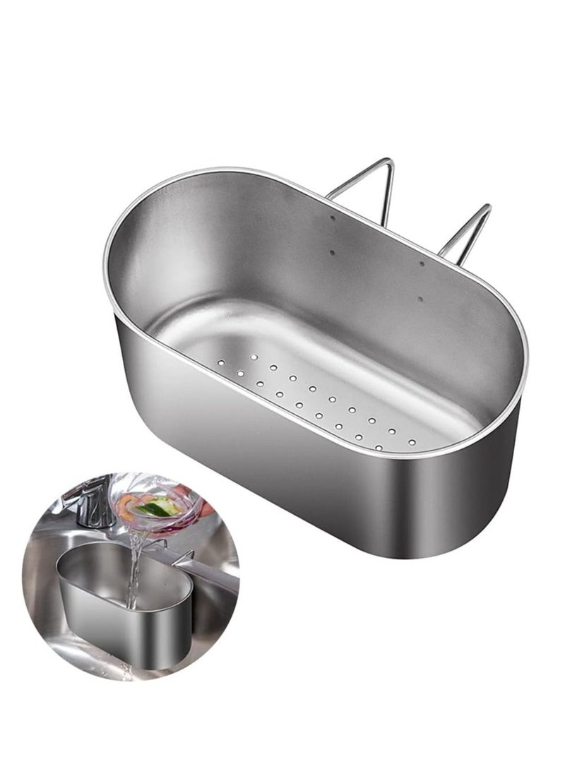 Oasisgalore Multifunctional Hanging Sink Drain Strainer Basket for Filter Kitchen Waste and Wash Vegetables Fruits (Silver)  - Image 1