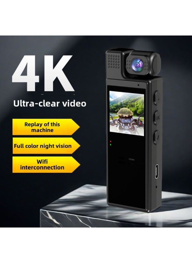 Generic Camera 4K HD Law Enforcement Motorcycle Recorder Outdoor Sports Camera Recording Pen Tape Camera DV Video Recorder-Body Color:4k Wifi Version With Screen-256g  - Image 1