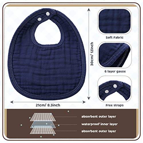 Frienda 6 Pcs Muslin Bibs Burp Cloths for Baby Teething Bandana Bibs 6 Absorbent Layer for Baby Boy Girl Cotton Burping ClothGray Series - Image 3