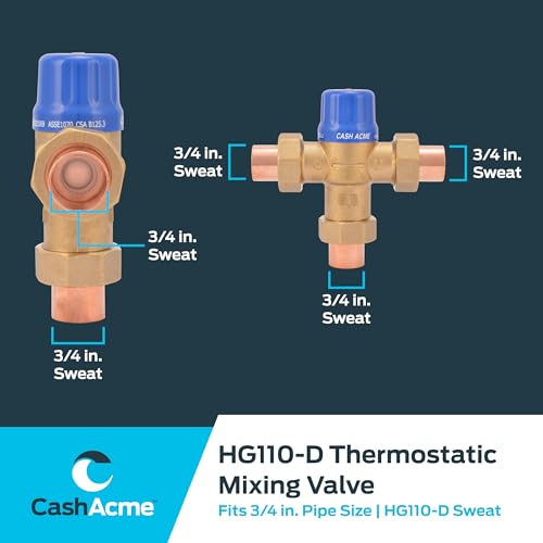 Cash Acme 3/4 Inch HG110-D Sweat Thermostatic Mixing Valve with Barb Connections and Integral Checks, Brass Plumbing Fitting, 24502 - Image 5