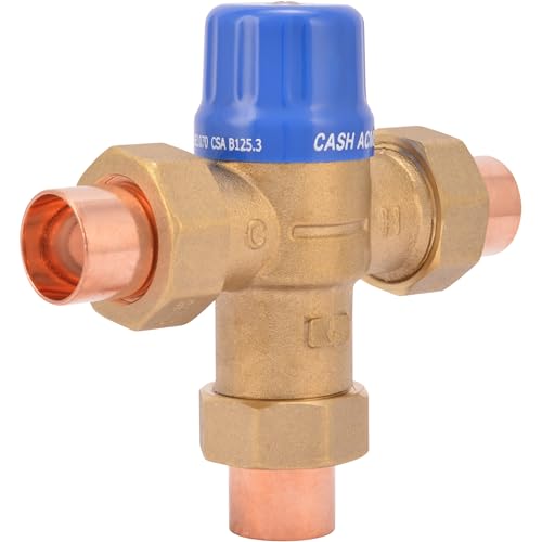 Cash Acme 3/4 Inch HG110-D Sweat Thermostatic Mixing Valve with Barb Connections and Integral Checks, Brass Plumbing Fitting, 24502 - Image 1