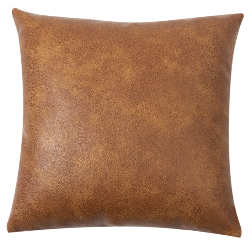 PANOD Premium Faux Leather Throw Pillow Covers Modern Luxury Decorative Square EuropeanThrow Pillow Case Cushion Cases for Sofa Couch Bed Car Outdoor26x26 inch Brown