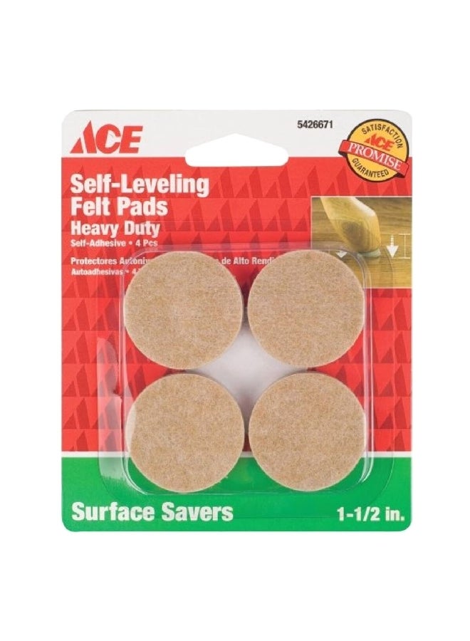 ACE 4-Piece Self Leveling Felt Pads Beige 1.5inch 9916