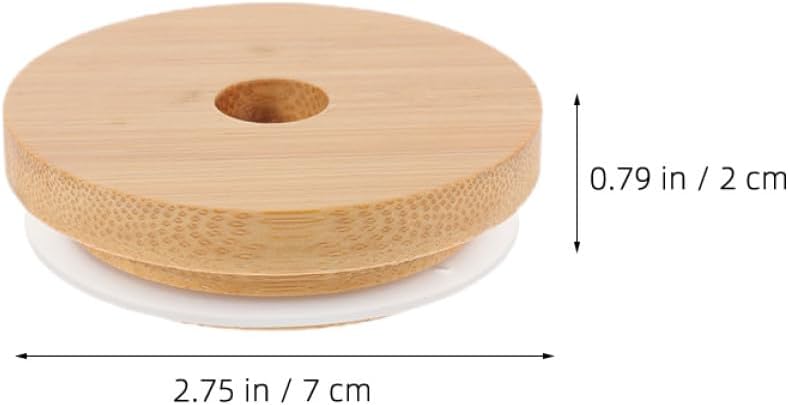 8pcs Mason Jar Lids with Hole, Wood Grain Seal Covers with Silicone Gaskets, Airtight Glass Jar Covers for Household Mugs and Tea Cups, Suitable for Canning and Beverage Storage - Image 2