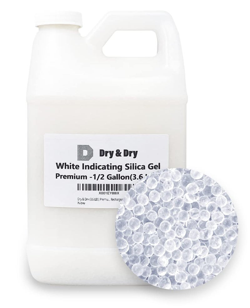 DRYDRY [3.6 LBS] Premium Pure & Safe White Silica Gel Beads(Industry Standard 3-5 mm) Silica - Rechargeable Silica Beads, Silica Gel, Desiccant Beads - Image 1