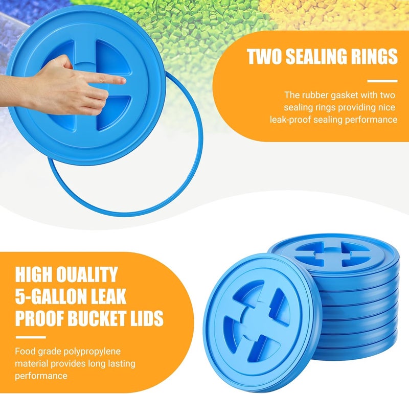 AODESTINY 4 Pieces 5 Gallon Bucket Lids, 12inch Leak-proof Plastic Seal Screw Top Airtight Lid, Reusable Drum & Pail Lid for Pet Food Storage, Home Paint Storage and Industrial Storage Buckets-Blue - Image 5