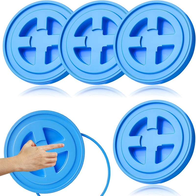 AODESTINY 4 Pieces 5 Gallon Bucket Lids, 12inch Leak-proof Plastic Seal Screw Top Airtight Lid, Reusable Drum & Pail Lid for Pet Food Storage, Home Paint Storage and Industrial Storage Buckets-Blue - Image 1