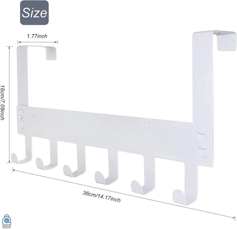 Boniry Over The Door Hanger, 6 Hook Design Versatile Door Hook Hanger Ideal for Organizing Clothes Perfect Door Hangers for Clothes and Accessories (6 Hook White, Pack of 1) - Image 2