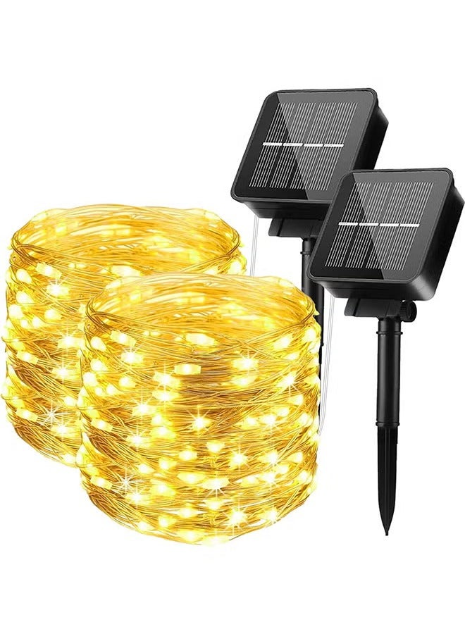 2 Pack Fairy Lights 10m 100Led Solar String Lights with 8 Modes Waterproof Copper Wire Lights for Patio Yard - Image 1
