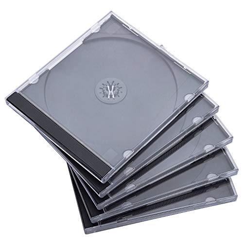 Maxtek 10.4 mm Standard Single Clear CD Jewel Case with Assembled Black Tray, 10 Pack - Image 1