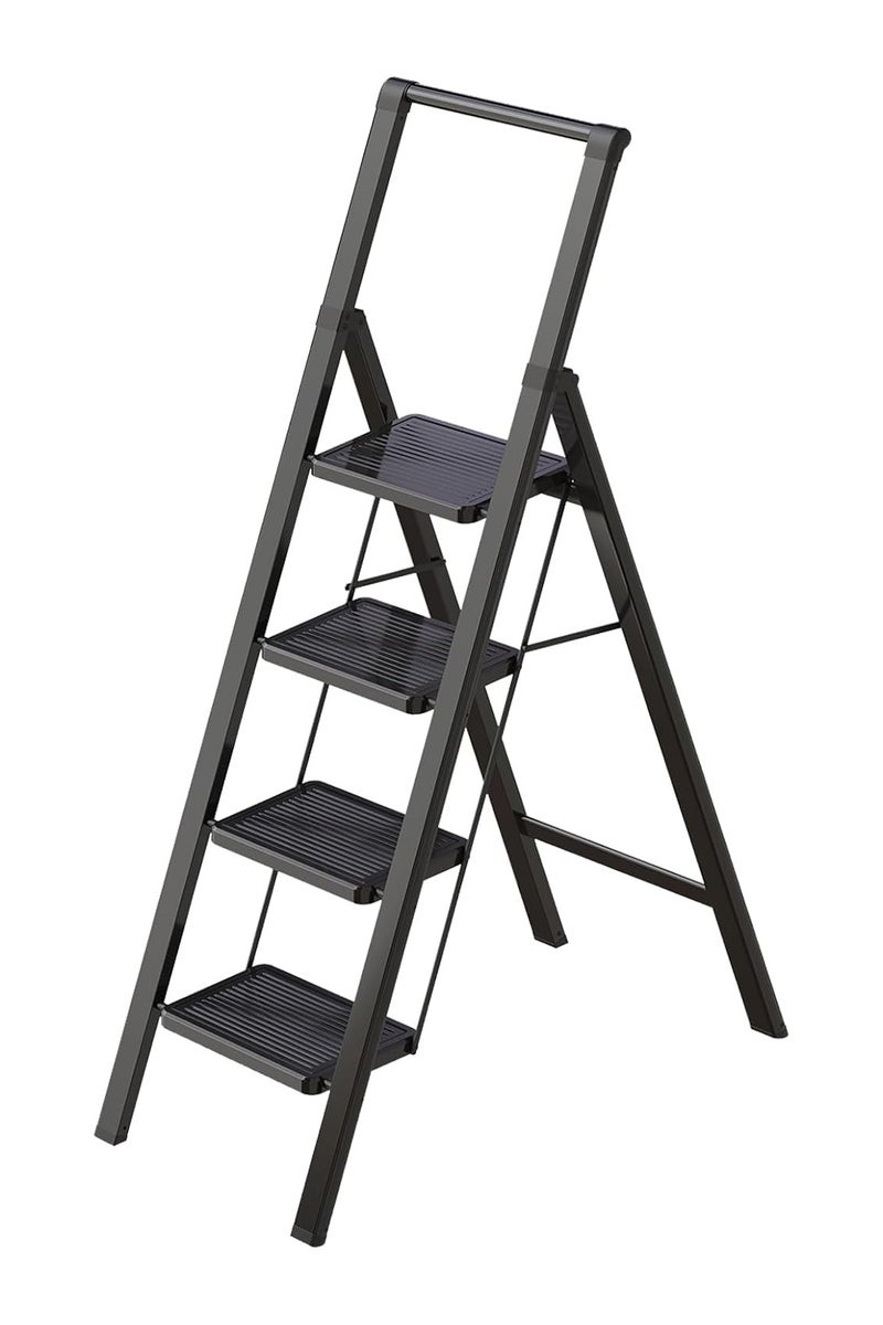 Decorhills 4 Step Ladder Folding Step with Ergonomic Heightened Handgrip for Most Home-Maintenance, Heavy Duty 330 Lbs Load Stepladder, Small Kitchen Closet Ladder, Lightweight Step Ladder Anti-Slip Wide Pedal - Image 1