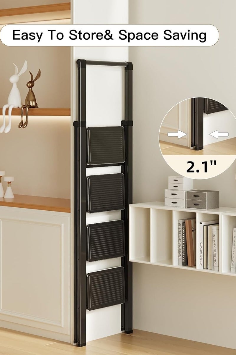 Decorhills 4 Step Ladder Folding Step with Ergonomic Heightened Handgrip for Most Home-Maintenance, Heavy Duty 330 Lbs Load Stepladder, Small Kitchen Closet Ladder, Lightweight Step Ladder Anti-Slip Wide Pedal - Image 5