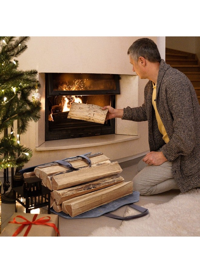 INNO STAGE Log Carrier|Waxed Canvas Log Holder|Firewood Carrier Tote Bag|Fireplace Wood Stove Accessories-Grey - Image 4