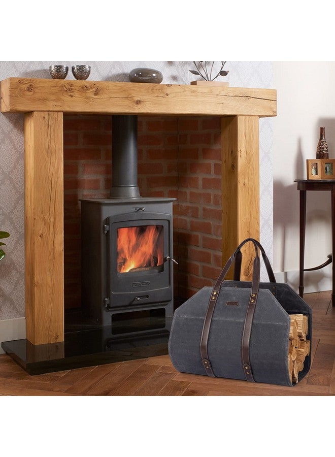 INNO STAGE Log Carrier|Waxed Canvas Log Holder|Firewood Carrier Tote Bag|Fireplace Wood Stove Accessories-Grey - Image 5