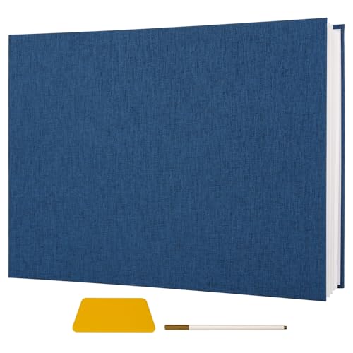Vienrose Extra Large Self Adhesive Photo Album for 11 x 14 Photos Navy Blue Art Portfolio Binder Graduation School Memory Book Certificate Presentation Binder 10 Sheets 20 Pages 12x164 - Image 1