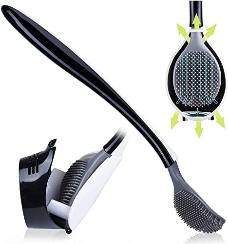 Urdhvamurti Urdhvamurti Toilet Brush with Bracket WallMounted Silicone Toilet Brush and Long Handle Design with Bendable Brush Head for deep Cleaning and Convenient Storage Wall Sticker Multi1