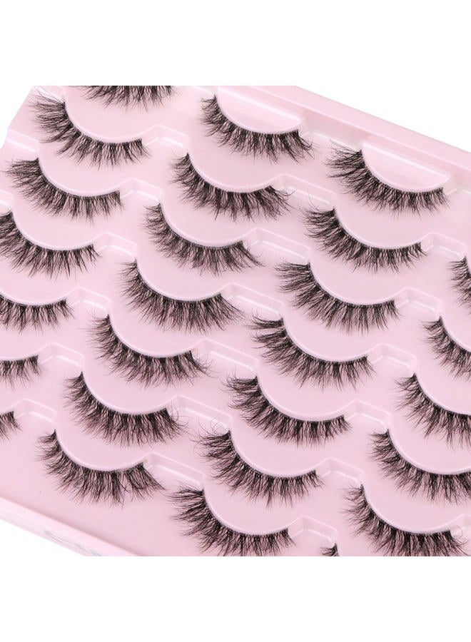 Newcally Lashes False Eyelashes Natural Look Lashes Wispy Fluffy Volume Fake Eyelashes 5D Strip Cat Eye Lashes Pack Clear Lash Band Individual Eyelash 14 Pairs - Image 4