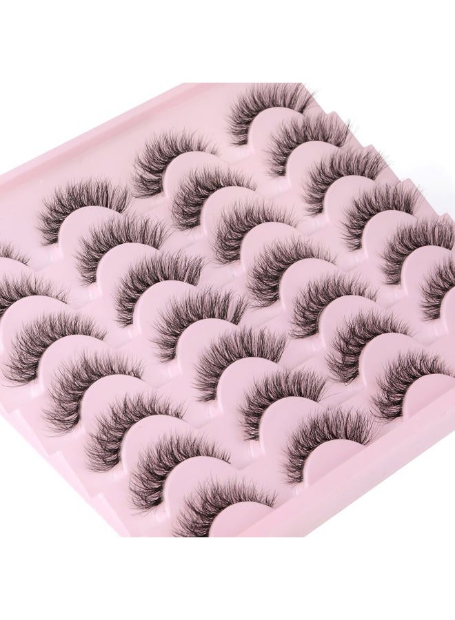 Newcally Lashes False Eyelashes Natural Look Lashes Wispy Fluffy Volume Fake Eyelashes 5D Strip Cat Eye Lashes Pack Clear Lash Band Individual Eyelash 14 Pairs - Image 3