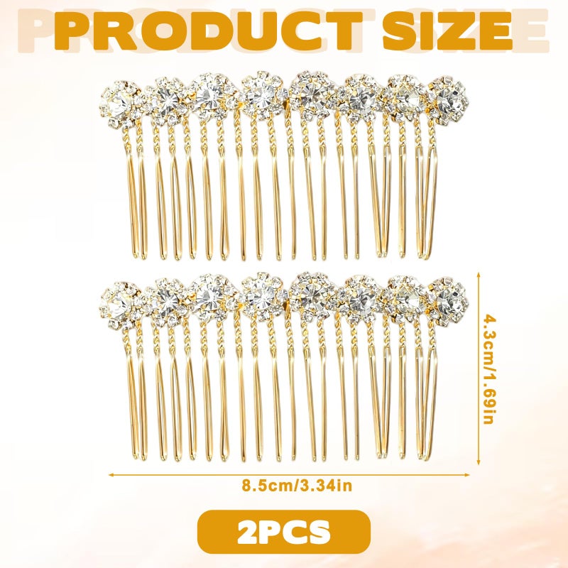 EupHHonycs 2Pcs Rhinestone Side Hair Combs Hair Combs for Women Accessories Gold Pearl Decorative Hair Comb Bridal Jewelry Clips Comb for Women Bridal Wedding Hairs Accessories - Image 2