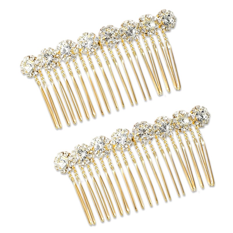 EupHHonycs 2Pcs Rhinestone Side Hair Combs Hair Combs for Women Accessories Gold Pearl Decorative Hair Comb Bridal Jewelry Clips Comb for Women Bridal Wedding Hairs Accessories - Image 1