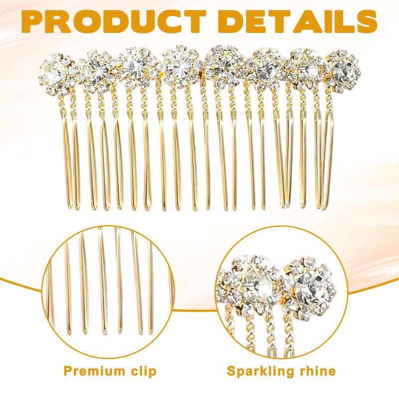 EupHHonycs 2Pcs Rhinestone Side Hair Combs Hair Combs for Women Accessories Gold Pearl Decorative Hair Comb Bridal Jewelry Clips Comb for Women Bridal Wedding Hairs Accessories - Image 4