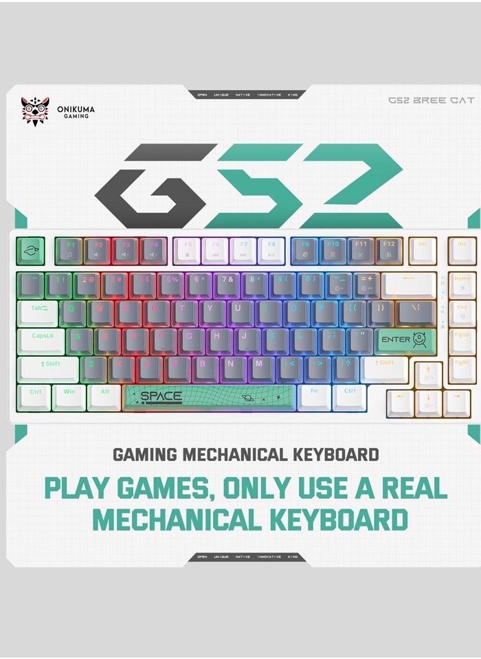 onikuma - G52 82-Key Brown Switch Mechanical Gaming Keyboard 75% Mini Wired Waterproof Backlight Silent RGB Color Suitable For Computer/Ps4/Xbox Gamers - Image 1
