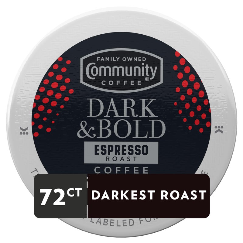 Community Coffee Dark & Bold Espresso Roast Coffee Pods, 72 count, Extra Dark Roast Compatible with Keurig 2.0 K-Cup Brewers, 12 Count (Pack of 6) - Image 2