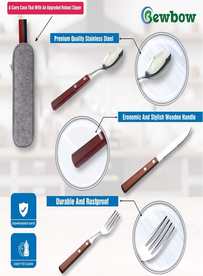 Bewbow PREMIUM QUALITY Stainless Steel travel utensils Set with case, Healthy & Eco-Friendly 3pc Full Size Fork, Spoon, Portable, reusable utensils with case - Image 5