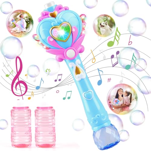 Beria Toys for Girls Princess Toy Bubble Wand Birthday Gifts for 3 4 5 6 7 8 Years Old Girl Bubbles Machine Fairy Wands for Kids Light Up with Bubble Solution Toddler Girl Toys Age 45 - Image 1