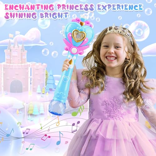 Beria Toys for Girls Princess Toy Bubble Wand Birthday Gifts for 3 4 5 6 7 8 Years Old Girl Bubbles Machine Fairy Wands for Kids Light Up with Bubble Solution Toddler Girl Toys Age 45 - Image 5