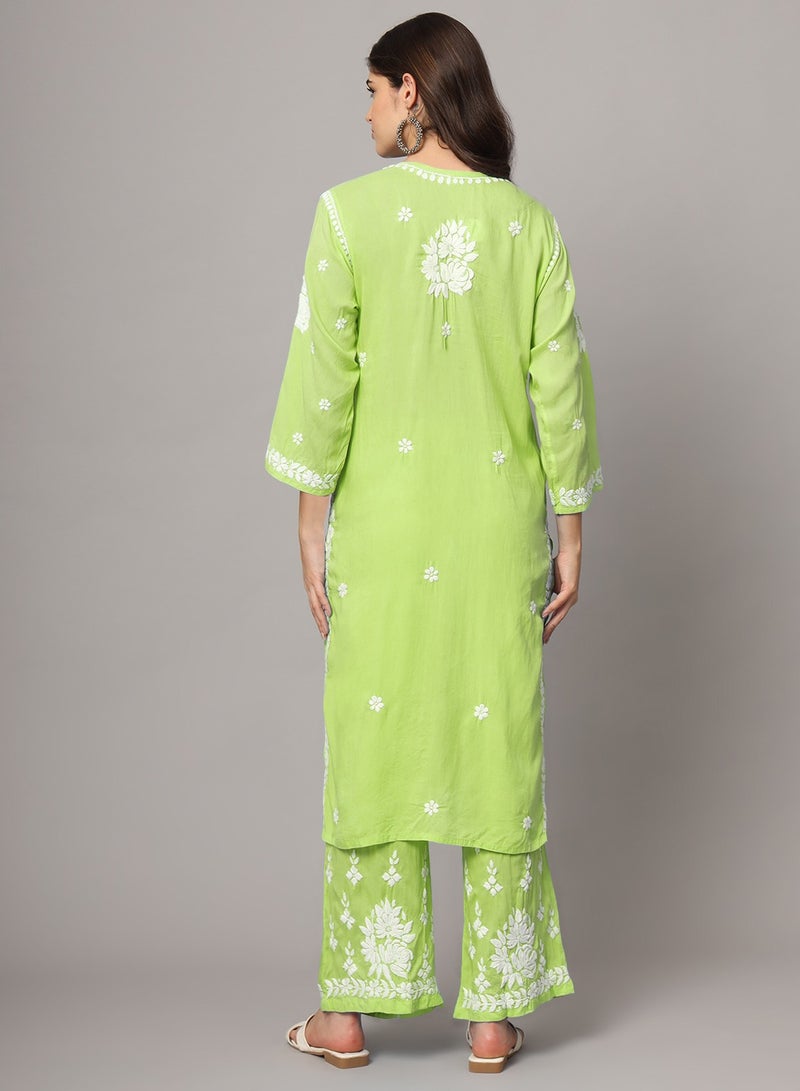 الايا مجموعة كورتا شيكانكاري مودال المطرزة يدويًا للنساء-AL4049KS  - Image 2
