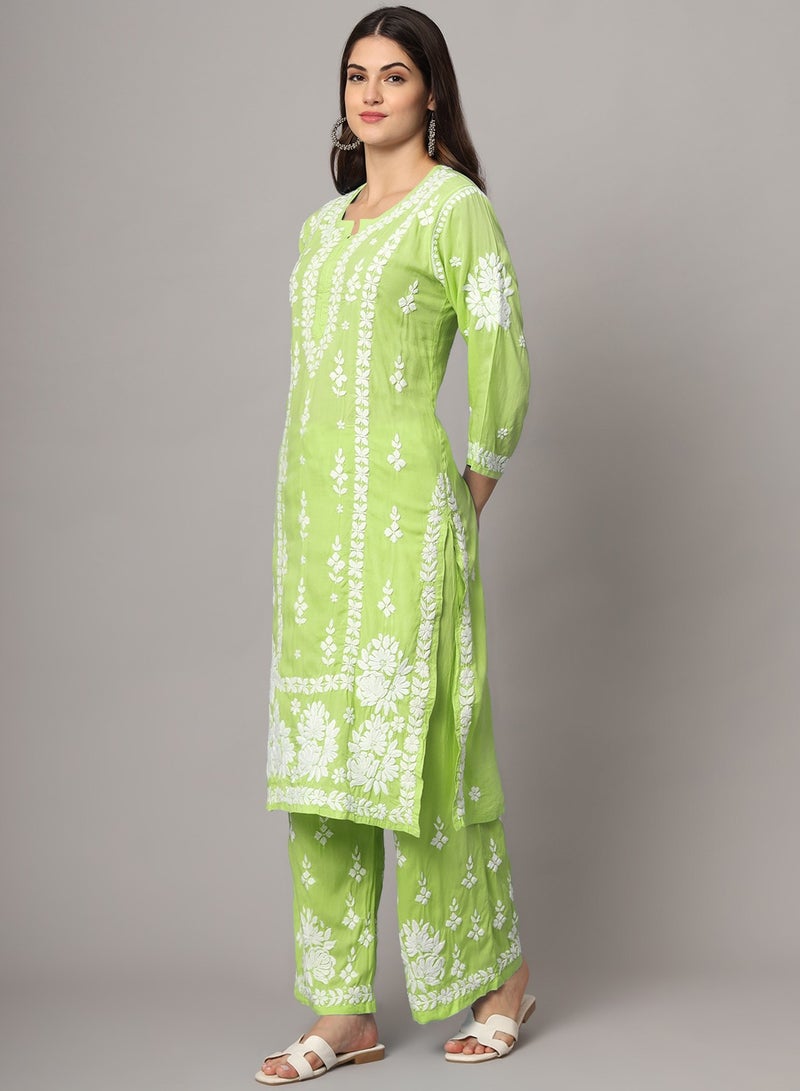الايا مجموعة كورتا شيكانكاري مودال المطرزة يدويًا للنساء-AL4049KS  - Image 3