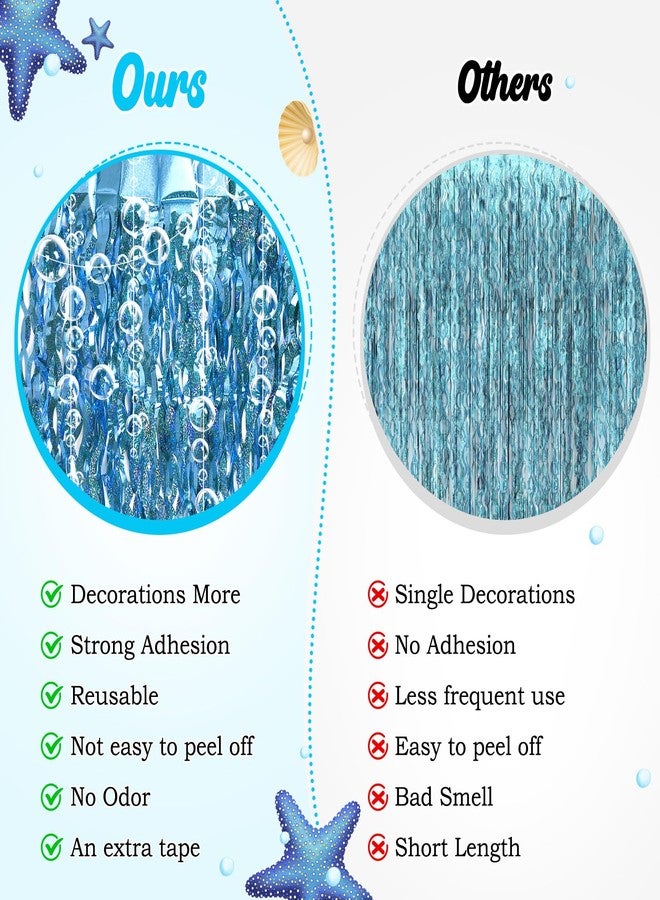GAILROSO Under The Sea Birthday Decorations, Blue Backdrops 2Pcs and Bubble Garlands 3Pcs with Tape for Mermaid,Swim,Ocean Themed,Underwater,Baby Shower Decor,Beach Party Supplies - Image 3