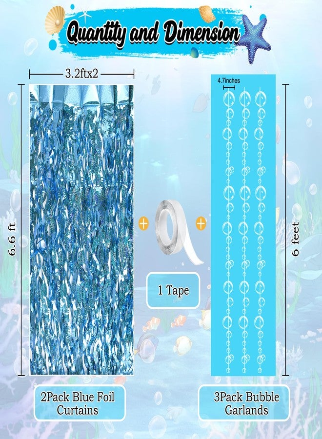 GAILROSO Under The Sea Birthday Decorations, Blue Backdrops 2Pcs and Bubble Garlands 3Pcs with Tape for Mermaid,Swim,Ocean Themed,Underwater,Baby Shower Decor,Beach Party Supplies - Image 2