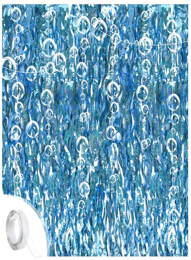 GAILROSO Under The Sea Birthday Decorations, Blue Backdrops 2Pcs and Bubble Garlands 3Pcs with Tape for Mermaid,Swim,Ocean Themed,Underwater,Baby Shower Decor,Beach Party Supplies - Image 1