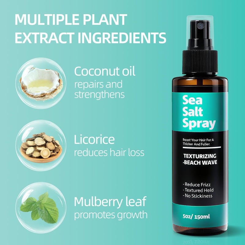 Berlaney Sea Salt Spray for Men and Women - Texture and Volume Spray for Hair Thickening, with Natural Plant-based Ingredients, Alcohol Free, Coconut Scent, Hydrating with Matte Finish, 5 fl oz - Image 3