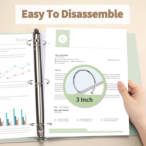SUNEE 3 Ring Binder 3 Inch 4 Pack, Clear View Binder Three Ring PVC-Free (Fit 8.5x11 Inches) for School or Office Supplies, Neutral Aesthetic - Image 4