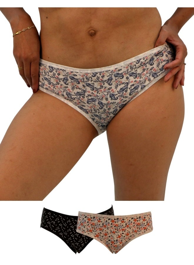 JOANNA JOANNA N084 Women's Multiple Design Mid Rise 3-Pack Panties, Multicolor  - Image 1