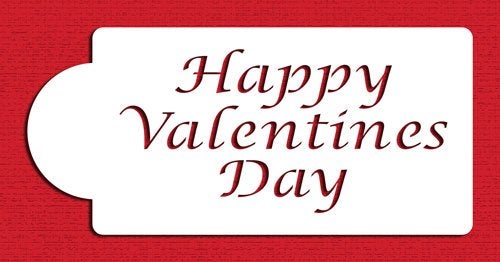Designer Stencils C015 Happy Valentines Day Cake Stencil Beigesemitransparent - Image 2