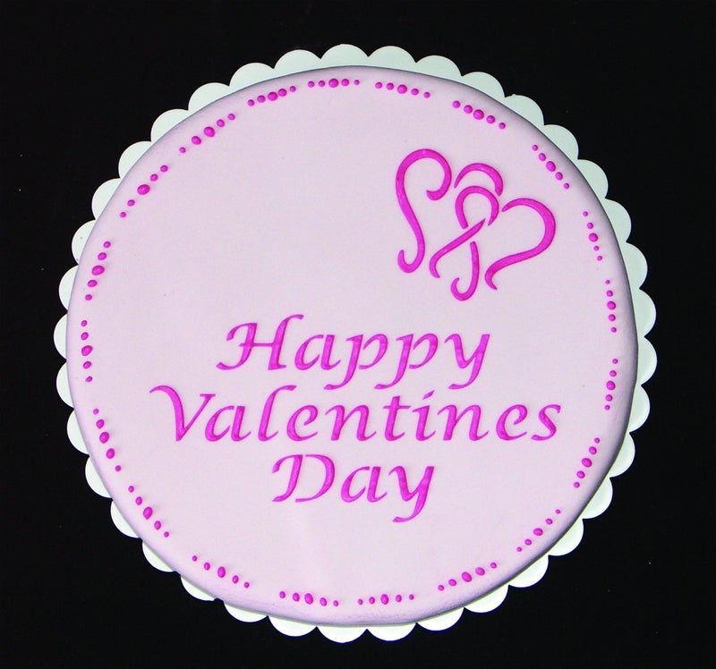 Designer Stencils C015 Happy Valentines Day Cake Stencil Beigesemitransparent - Image 3