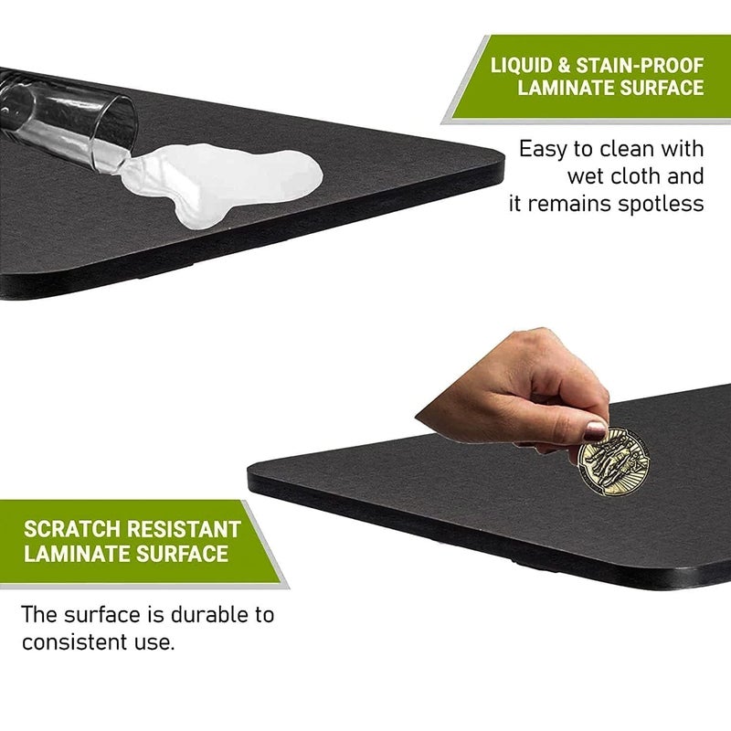 TEKCOOL طاولة لابتوب جانبية متعددة الاستخدامات قابلة لتعديل الارتفاع مع قاعدة لوحي، طاولة دراسة، محمولة، مثالية للعمل من المنزل، طاولة DIY، سهلة التجميع (أسود-أسود) - Image 5