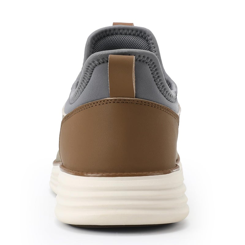 VILOCY Mens Slip On Casual Dress Shoes Hands Free Fashion Sneakers Mesh Tennis Walking Shoes Comfortable Work Shoes Breathable Lightweight Non Slip Khaki,EU44New - Image 5